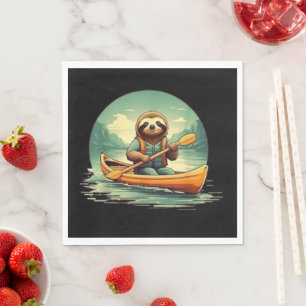 Kayaking Sloth Canoe Lover Funny Animals Vintage Napkin