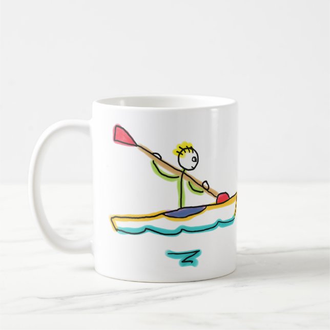 Kayaking Stickman Coffee Mug (Left)
