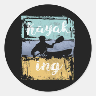 Kayaking Tee - Vintage Retro Kayak Classic Round Sticker