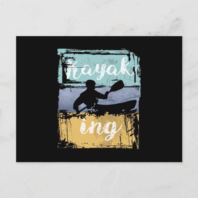 Kayaking Tee - Vintage Retro Kayak Postcard (Front)