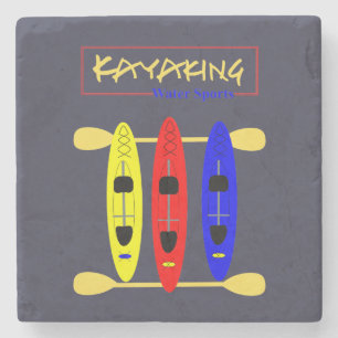 Kayaking Water Sports Themed Graphic Stone Coaster