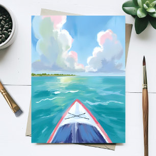 Kayaking Watercolor Postcard