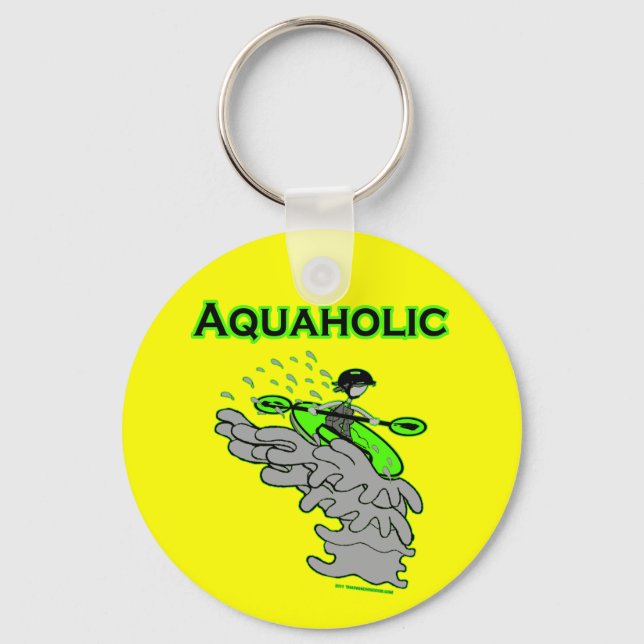 Kayaking Whitewater Silhouette Key Ring (Front)