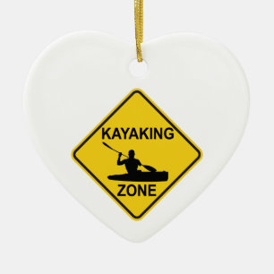 Kayaking Zone Road Sign Ceramic Tree Decoration