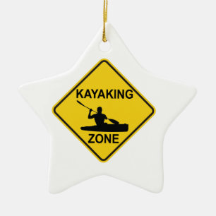 Kayaking Zone Road Sign Ceramic Tree Decoration