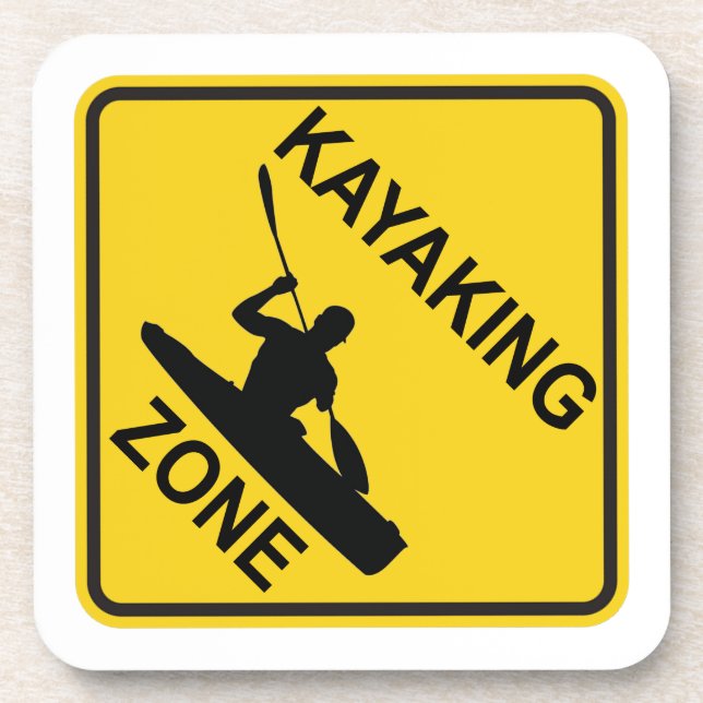 Kayaking Zone Road Sign Coaster (Front)