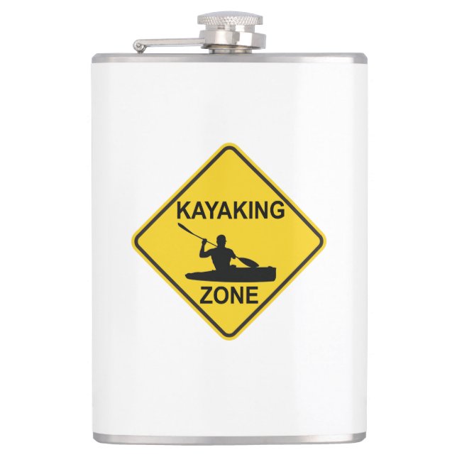 Kayaking Zone Road Sign Hip Flask (Front)