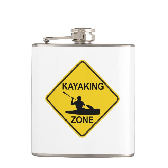 Kayaking Zone Road Sign Hip Flask (Front)