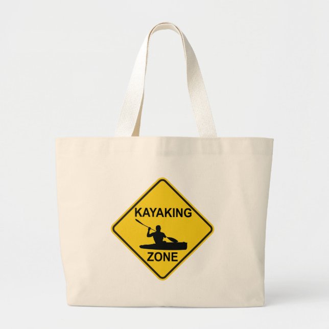 Kayaking Zone Road Sign Large Tote Bag (Front)