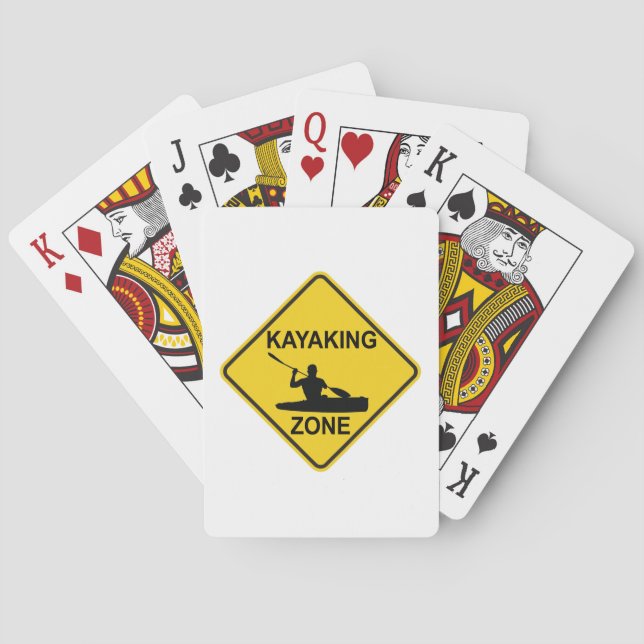 Kayaking Zone Road Sign Playing Cards (Back)