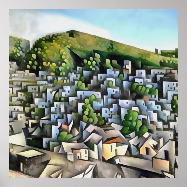 Kayakoy Historical Settlement Geometric Art Poster (Front)