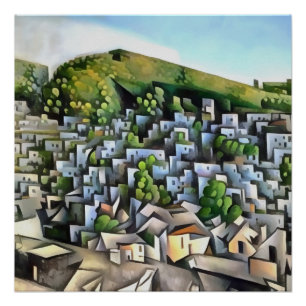 Kayakoy Historical Settlement Geometric Art Poster