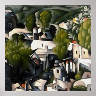 Kayakoy Village Greek Houses Abstract Art Poster