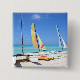 Kayaks, Catamarans And Kayaks Cuban Beach 15 Cm Square Badge