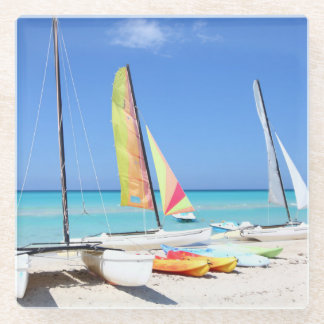 Kayaks, Catamarans And Kayaks| Cuban Beach Glass Coaster