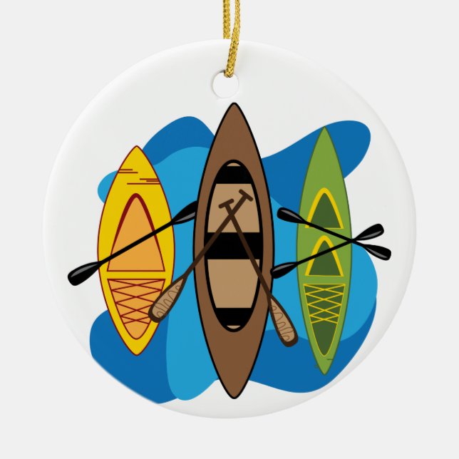 Kayaks Ceramic Tree Decoration (Front)