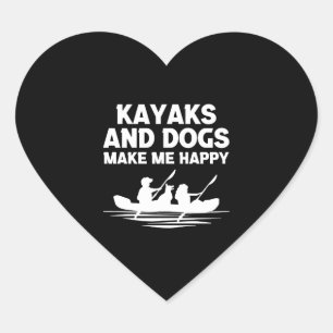 Kayaks Dogs Heart Sticker