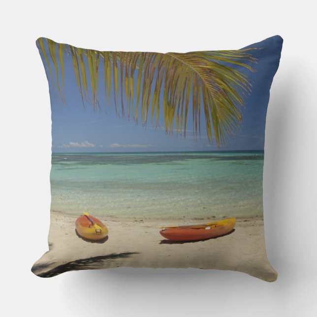 Kayaks on the beach, Plantation Island Resort Cushion (Front)