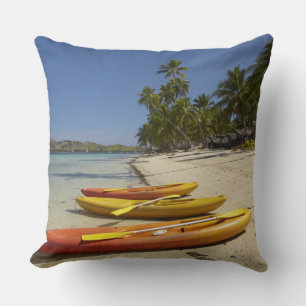 Kayaks on the beach, Plantation Island Resort Cushion