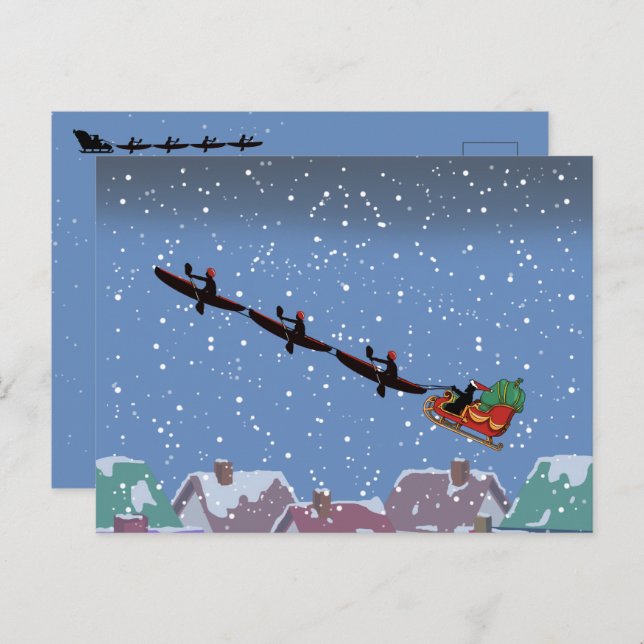 Kayaks Pulling Sleigh Folded Greeting Card (Front/Back)