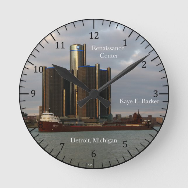 Kaye E. Barker Detroit colck Round Clock (Front)