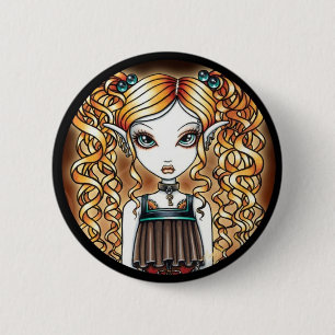 "Kayla" Steampunk Fairy Close Up Pinback Button