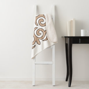 Kazakh ornament pattern sherpa blanket