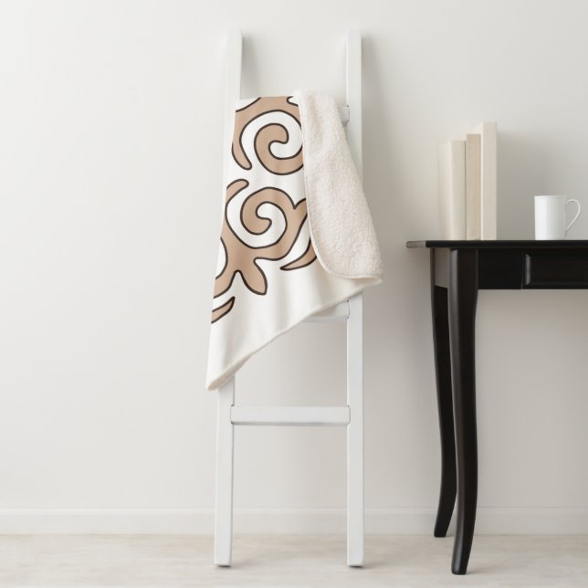 Kazakh ornament pattern sherpa blanket (In Situ)