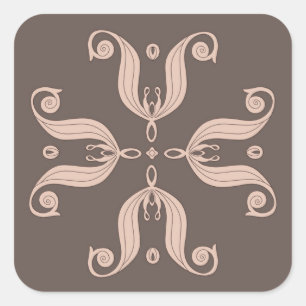 Kazakh tulips pattern square sticker