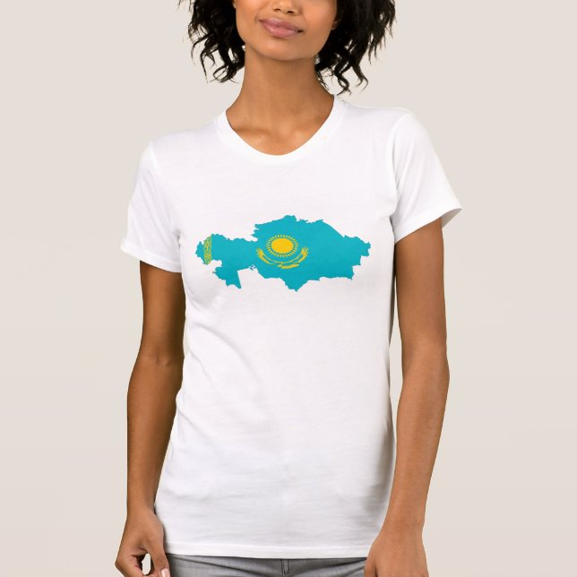 kazakhstan country flag map shape symbol T-Shirt (Front)