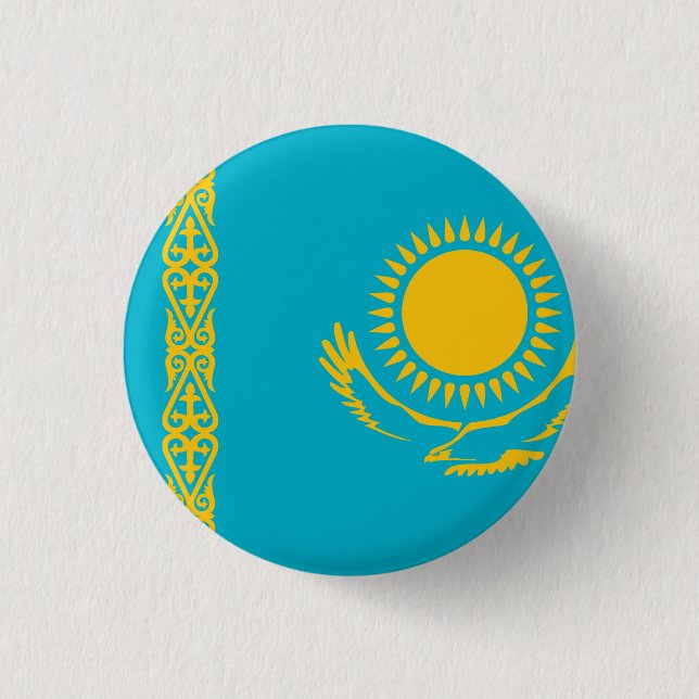 Kazakhstan Flag 3 Cm Round Badge (Front)