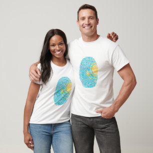Kazakhstan Flag Fingerprint T-Shirt