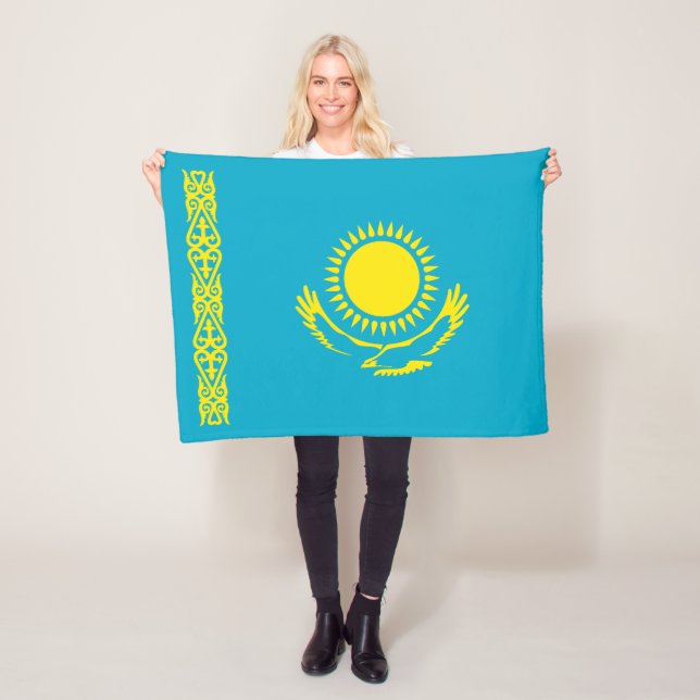 Kazakhstan Flag Fleece Blanket (In Situ)
