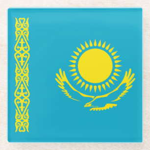 Kazakhstan Flag Glass Coaster
