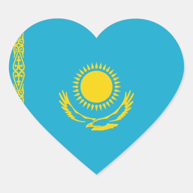 Kazakhstan Flag Heart Sticker (Front)