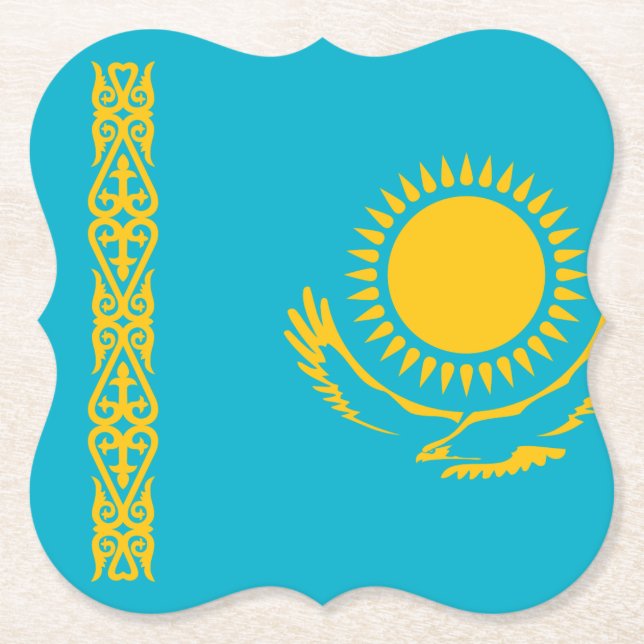 Kazakhstan Flag Paper Coaster (Front)