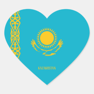 Kazakhstan Flag Patriotic Heart Sticker