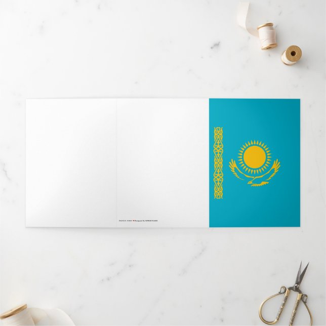 Kazakhstan flag Tri-Fold card (Outside)