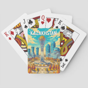 Kazakhstan Illustration Travel Art Vintage Playing Cards
