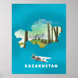 Kazakhstan map poster