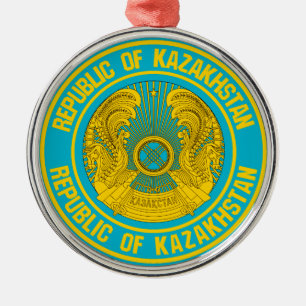 Kazakhstan Round Emblem Metal Tree Decoration