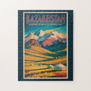 Kazakhstan Steppes Illustration Travel Art Vintage Jigsaw Puzzle