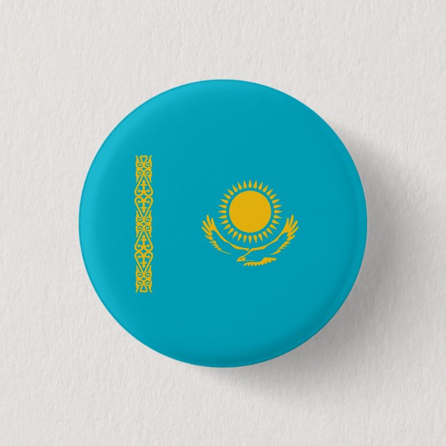 Kazakhstani Flag, Flag of Kazakhstan 3 Cm Round Badge (Front)