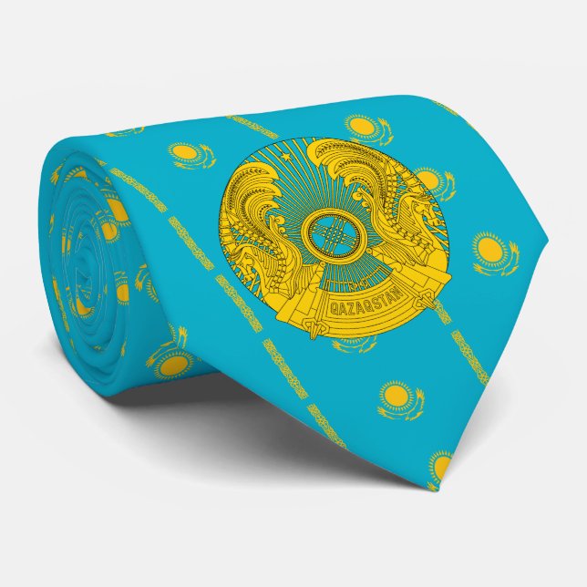 Kazakhstani Flag & National Emblem, Kazakhstan Tie (Rolled)