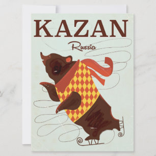 Kazan Russia bear vintage travel poster
