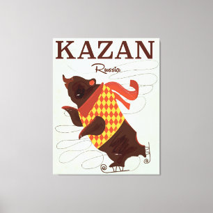 Kazan Russia bear vintage travel poster Canvas Print