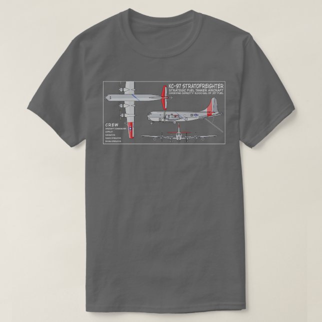 KC97 Stratofreighter American Tanker Aircraft Diag T-Shirt (Design Front)