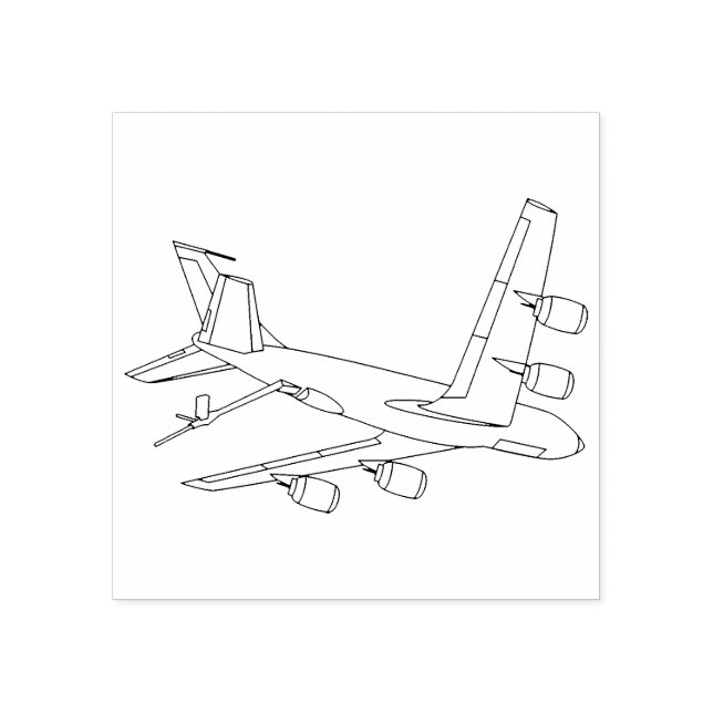 KC-135 Line Drawing Boom Down Three Quarter View Rubber Stamp (Imprint)
