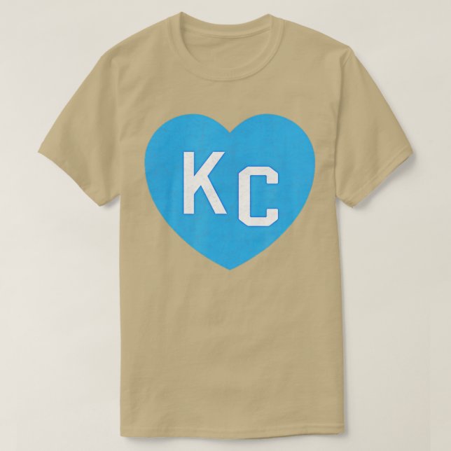 KC Blue Heart Kc Kansas City 2 Letter KC Love Blue T-Shirt (Design Front)