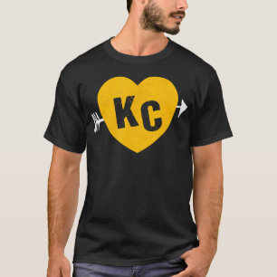 Kc Red Yellow Heart Arrow Kc Kansas City 2 Lette T-Shirt